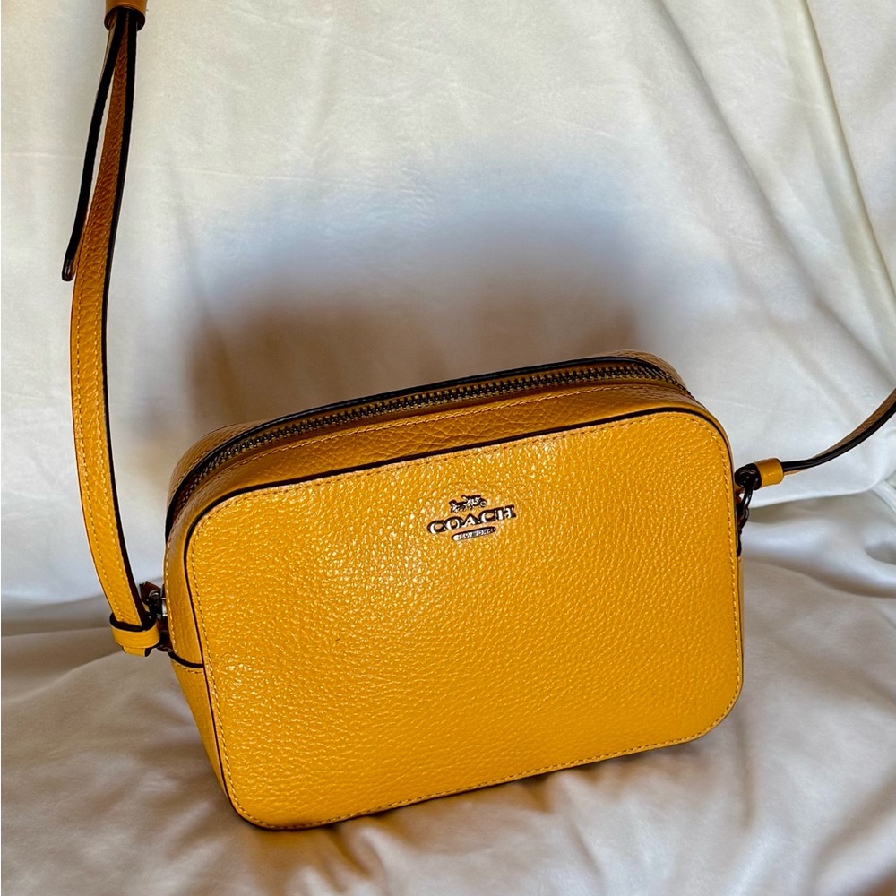 Coach Yellow Pebbled Leather Crossbody Bag